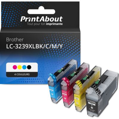 Cartouche compatible Brother LC-3239XLBK/C/M/Y - 4 couleurs - Grande capacité - Multipack