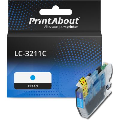 PrintAbout Huismerk vervangt Brother LC-3211C Inktcartridge Cyaan Hoge capaciteit