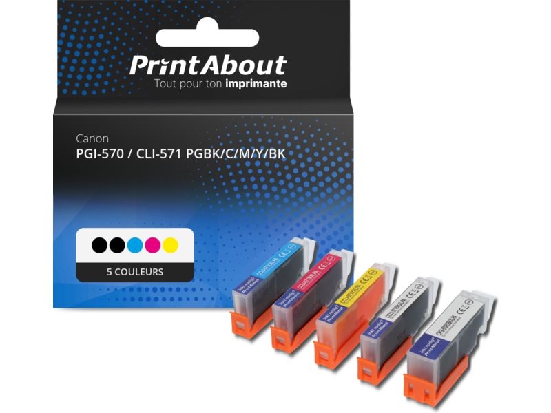2 Packs De Cartouches Compatibles Canon 570-571 - Soit 10 Cartouches Avec Puce - Neuf