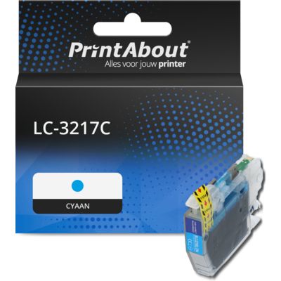 PrintAbout Huismerk vervangt Brother LC-3217C Inktcartridge Cyaan Hoge capaciteit