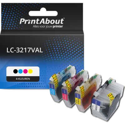 PrintAbout Huismerk vervangt Brother LC-3217VAL Inktcartridge 4-kleuren Multipack