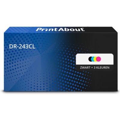 PrintAbout Huismerk vervangt Brother DR-243CL Drum Zwart + 3 kleuren