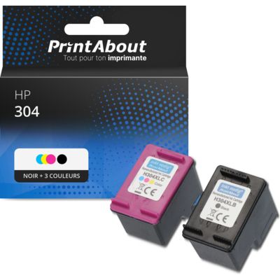 Cartouche compatible HP 304 (3JB05AE) - Noir + 3 couleurs - Multipack