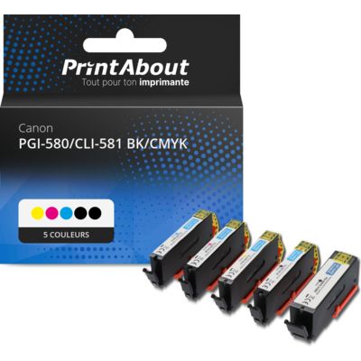 Cartouche compatible Canon PGI-580/CLI-581 BK/CMYK - 5 couleurs - Multipack