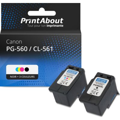 Cartouche compatible Canon PG-560 / CL-561 - Noir + 3 couleurs - Multipack