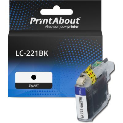 PrintAbout Huismerk vervangt Brother LC-221BK Inktcartridge Zwart