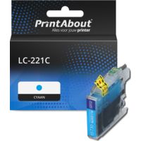 PrintAbout Huismerk vervangt Brother LC-221C Inktcartridge Cyaan