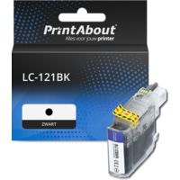 PrintAbout Huismerk vervangt Brother LC-121BK Inktcartridge Zwart