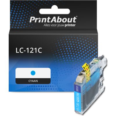 PrintAbout Huismerk vervangt Brother LC-121C Inktcartridge Cyaan