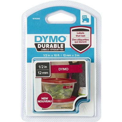 Dymo Durable 1978366 Tape Wit op rood (12 mm)
