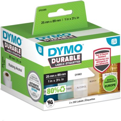 Dymo Durable 2112285 Etiket Zwart op wit (25 mm x 89 mm)
