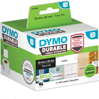Dymo Durable 2112286 Etiket Zwart op wit (25 mm x 25 mm)