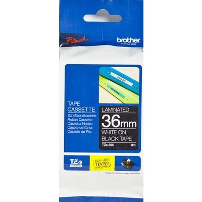 Ruban Brother TZe-365 blanc sur noir (36 mm)