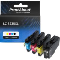 PrintAbout Huismerk vervangt Brother LC-3235XL Inktcartridge Zwart + 3 kleuren Multipack