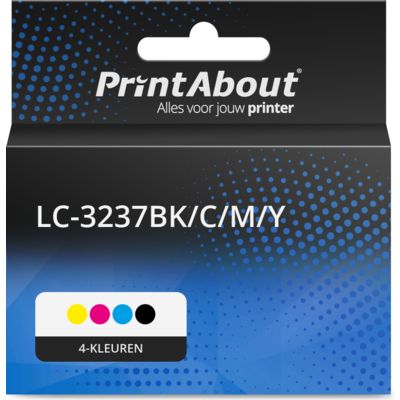PrintAbout Huismerk vervangt Brother LC-3237BK/C/M/Y Inktcartridge 4-kleuren Multipack