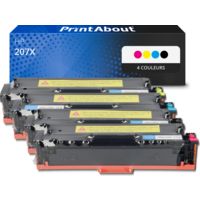Toner compatible HP 207X (W2210/11/12/13X) - 4 couleurs - Grande capacité - Multipack