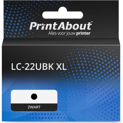 PrintAbout Huismerk vervangt Brother LC-22UBK XL Inktcartridge Zwart Hoge capaciteit
