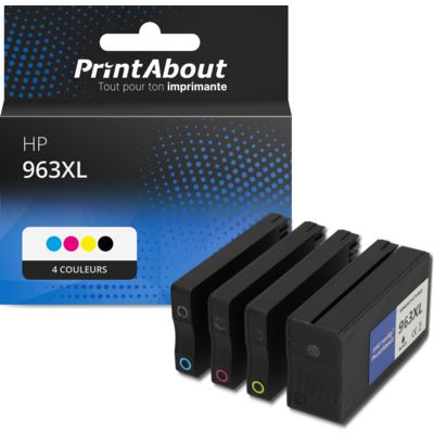 Cartouche compatible HP 963XL (6ZC70AE) - 4 couleurs - Grande capacité - Multipack
