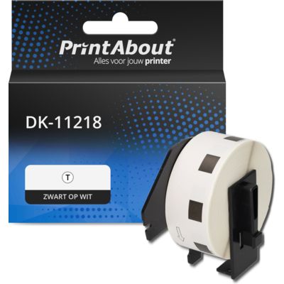 PrintAbout Huismerk vervangt Brother DK-11218 Etiket Zwart op wit (24 mm)