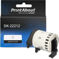PrintAbout Huismerk vervangt Brother DK-22212 Etiket Zwart op wit (62 mm)