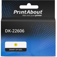 PrintAbout Huismerk vervangt Brother DK-22606 Etiket Zwart op geel (62 mm)