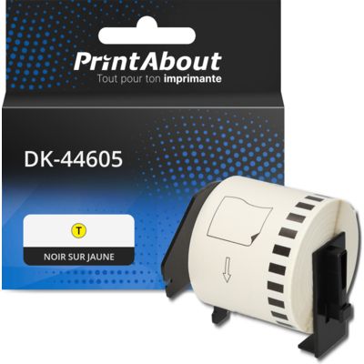 Étiquette compatible Brother DK-44605 - (62 mm) - Noir sur jaune