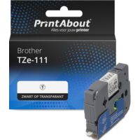 Huismerk Brother TZe-111 Tape Zwart op transparant (6 mm)
