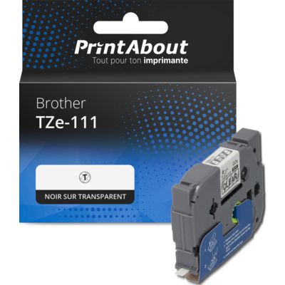 Ruban compatible Brother TZe-111 - (6 mm) - Noir sur transparent