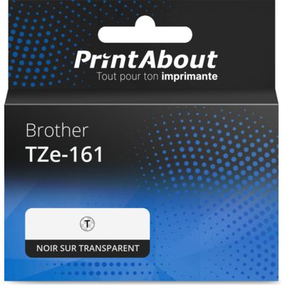 Ruban compatible Brother TZe-161 - (36 mm) - Noir sur transparent
