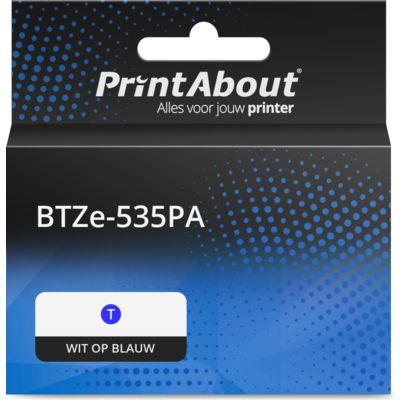 PrintAbout Huismerk vervangt Brother BTZe-535PA Tape Wit op blauw (12 mm)