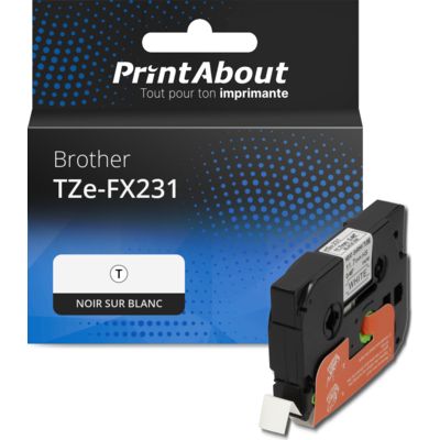 Ruban compatible Brother TZe-FX231 - (12 mm) - Noir sur blanc