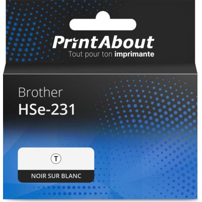 Ruban compatible Brother HSe-231 - (11,7 mm) - Noir sur blanc