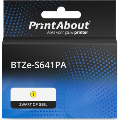 PrintAbout Huismerk vervangt Brother BTZe-S641PA Tape Zwart op geel (18 mm)