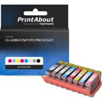 Cartouche compatible Canon CLI-42BK/C/M/Y/PC/PM/GY/LGY - 8 couleurs - Multipack