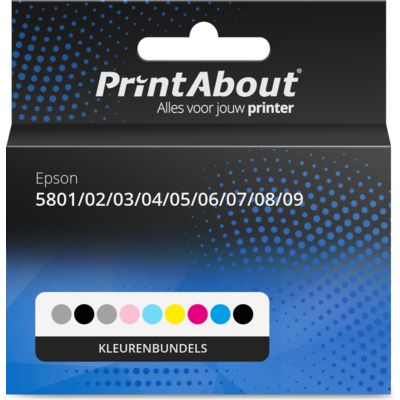 Huismerk Epson 5801/02/03/04/05/06/07/08/09 (T580) Inktcartridge Kleurenbundels Multipack
