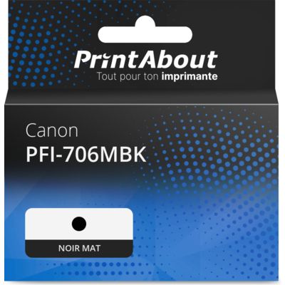 Cartouche compatible Canon PFI-706MBK - Noir mat - Grande capacité