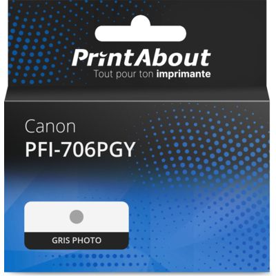 Cartouche compatible Canon PFI-706PGY - Gris photo - Grande capacité