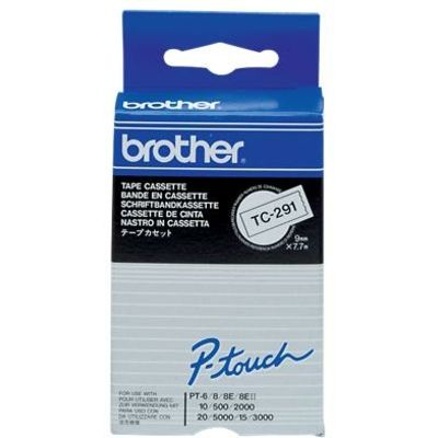 Brother TC-291 Tape Zwart op wit (9 mm)