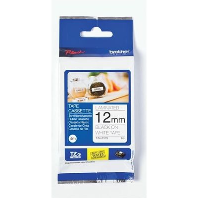 Brother TZe-231S - (12 mm) - Noir sur blanc - Ruban