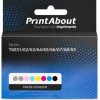 Cartouche compatible Epson T6031/62/63/64/65/66/67/68/69 - Packs couleur - Grande capacité - Multipack