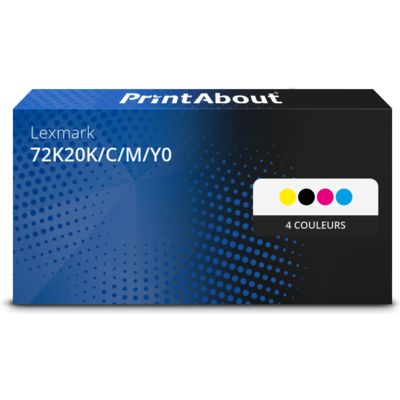 Toner compatible Lexmark 72K20K/C/M/Y0 - 4 couleurs - Multipack