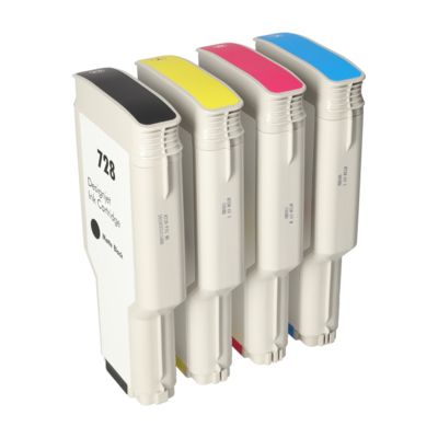 Cartouche compatible HP F9J64/65/67/68A (728) - 4 couleurs - Grande capacité - Multipack