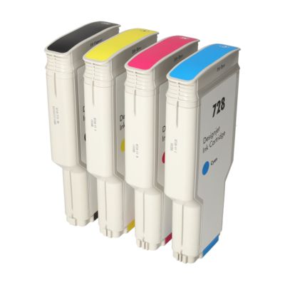 Cartouche compatible HP F9J64/65/67/68A (728) - 4 couleurs - Grande capacité - Multipack