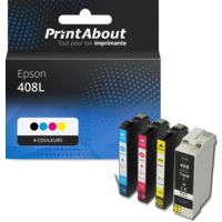 Cartouche compatible Epson 408L (C13T09K41/42/43/44010) - 4 couleurs - Grande capacité - Multipack