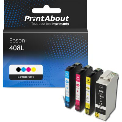 Cartouche compatible Epson 408L (C13T09K41/42/43/44010) - 4 couleurs - Grande capacité - Multipack