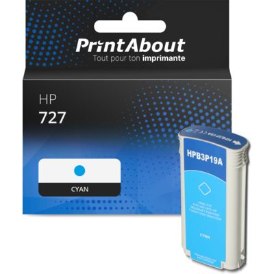Cartouche compatible HP 727 (B3P19A) - Cyan - Grande capacité