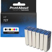Cartouche compatible HP 727 (B3P19/20/21/22/23/24A) - 6 couleurs - Multipack