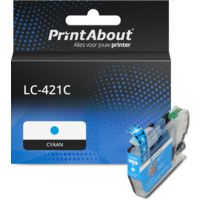 PrintAbout Huismerk vervangt Brother LC-421C Inktcartridge Cyaan
