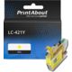 PrintAbout Huismerk vervangt Brother LC-421Y Inktcartridge Geel