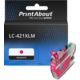 PrintAbout Huismerk vervangt Brother LC-421XLM Inktcartridge Magenta Hoge capaciteit